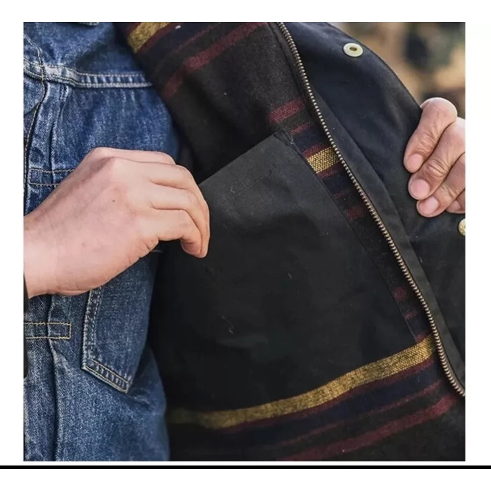 Non Stock Light Waxed Country Jacket Heritage Style Mens 4-Pocket Outerwear Coat